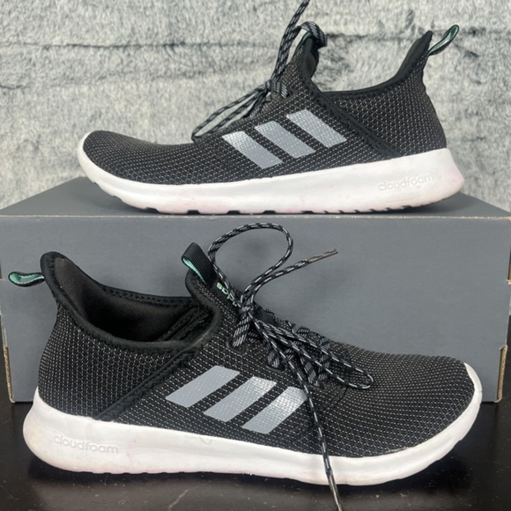 Adidas Womens Running Shoes Size 8.5 Cloudfoam Sneakers Black Lace Up Low EG3848